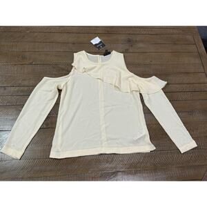 Topshop Cold Shoulder Ruffle Top - Ivory - Size 8 - NWT